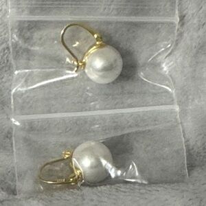 Gold tone and Sterling Silver Pearl Drop Earrings